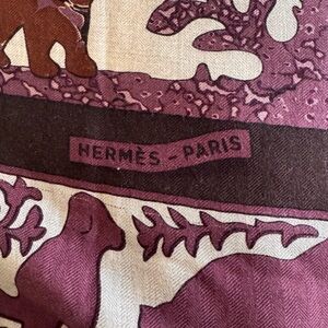 Hermès Cashmere Shaw Rich Brown and Deep Purple Scarf